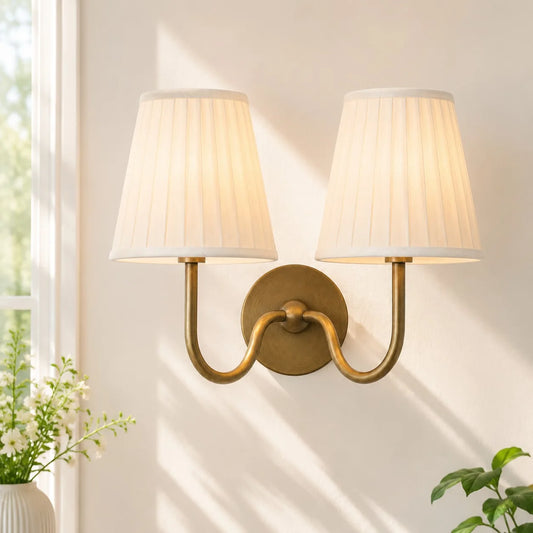 Cacia Vintage Drum Pleated Fabric Shade Wall Sconce