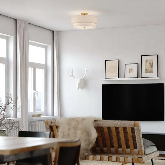 Caela Nordic Multi-Layer Linen Semi Flush Mount Light