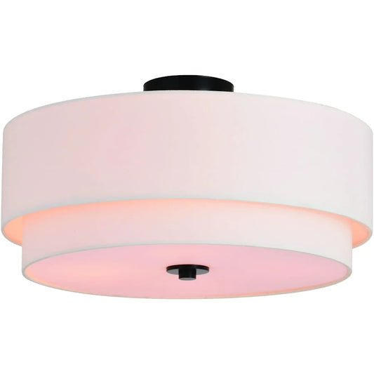 Caela Nordic Multi-Layer Linen Semi Flush Mount Light