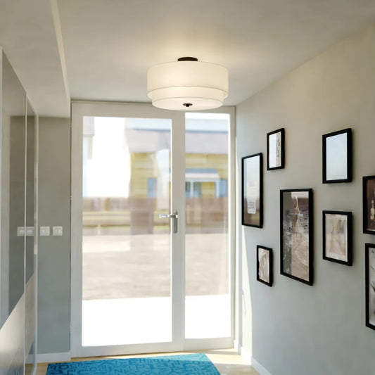 Caela Nordic Multi-Layer Linen Semi Flush Mount Light