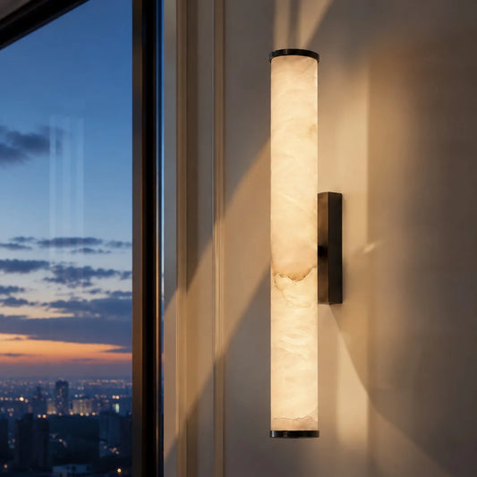 Callisto Modern Metal Alabaster Cylindrical Wall Lamp