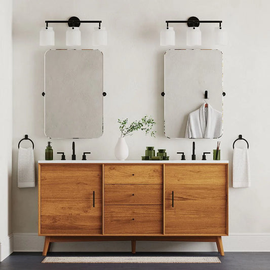 Calvin Antique Brass Opal Glass 3-Light Wall Sconce