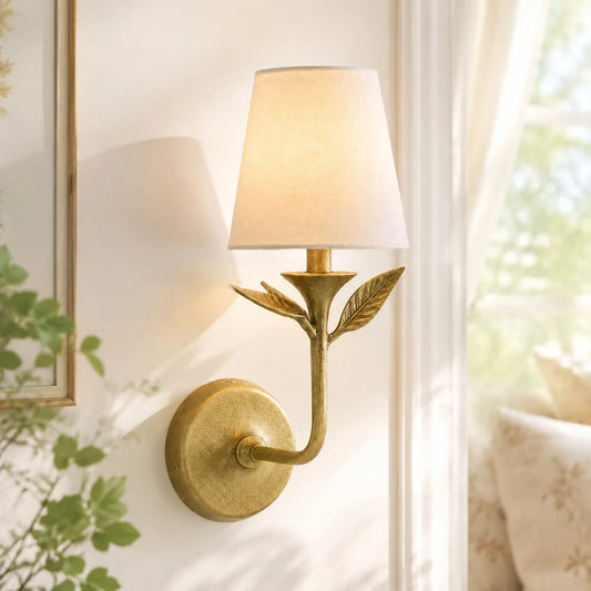 Camila Rustic Botanical Forged Iron Wall Sconce