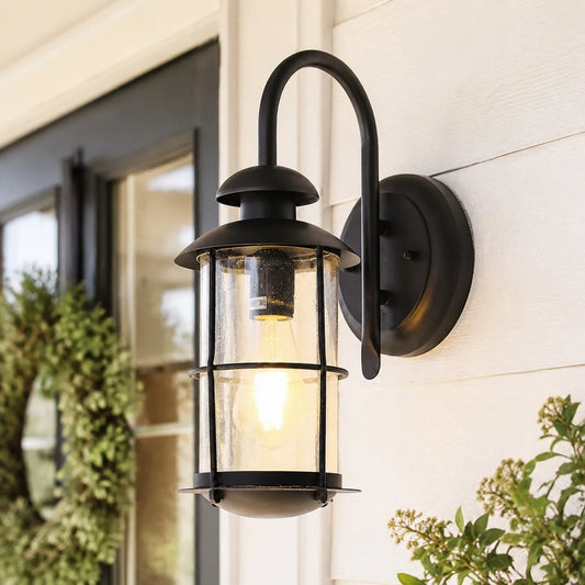 Carter Modern Industrial Glass Lantern Wall Light