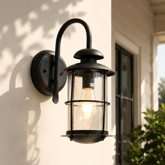 Carter Modern Industrial Glass Lantern Wall Light