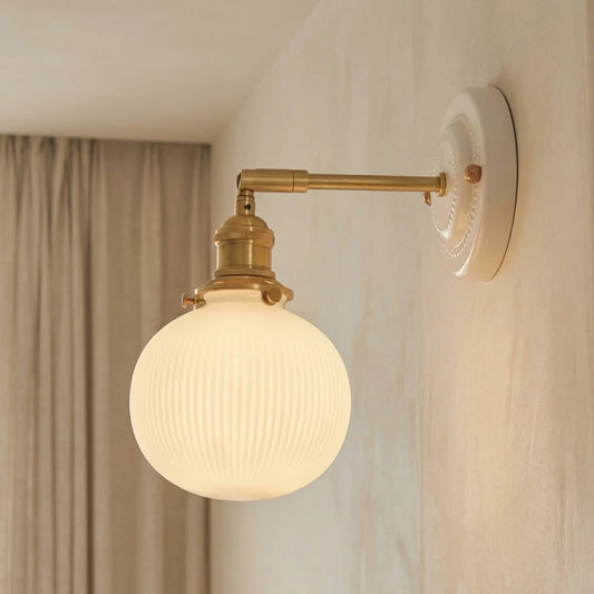 Caspar Nordic Ceramic Glass Wall Sconce Lighting