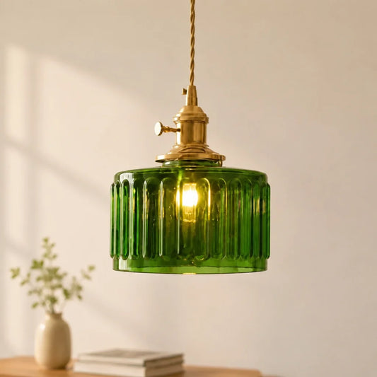 Caspian Vintage Adjustable Fluted Glass Pendant Light