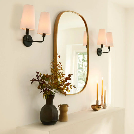 Cassian Retro Metal Linen Shade Double Sconce