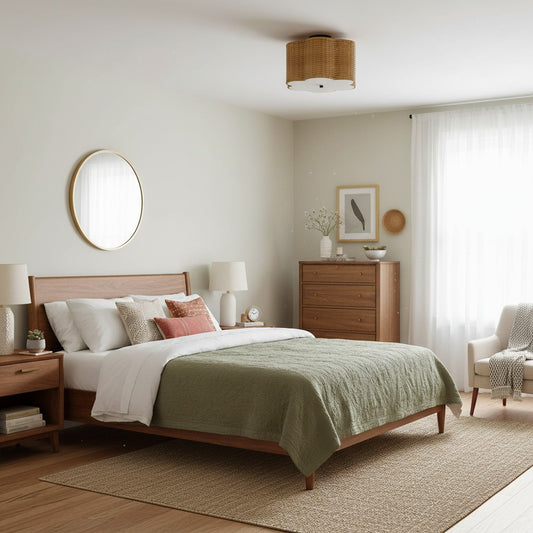 Farmhouse Flower Rattan Flush Mount Ceiling Light