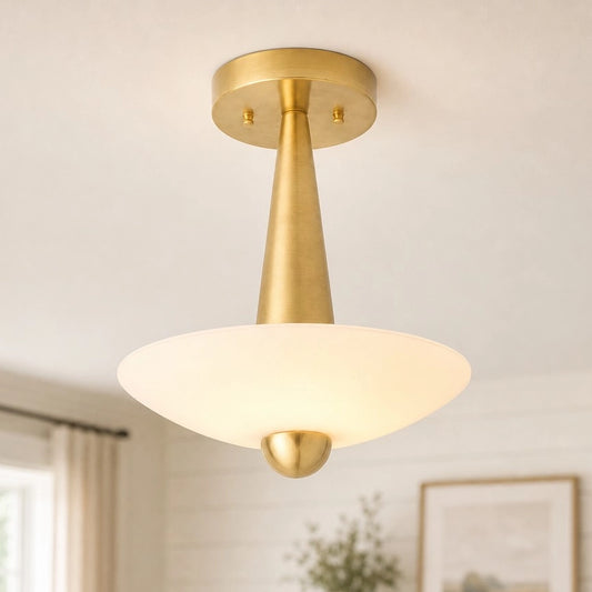 Cecily Art Deco Brass Glass Ceiling Light