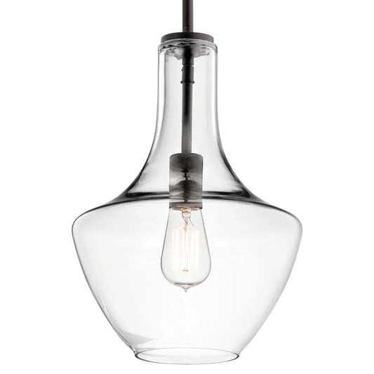 Cedra Modern Farmhouse Bell Glass Adjustable Single Pendant Light