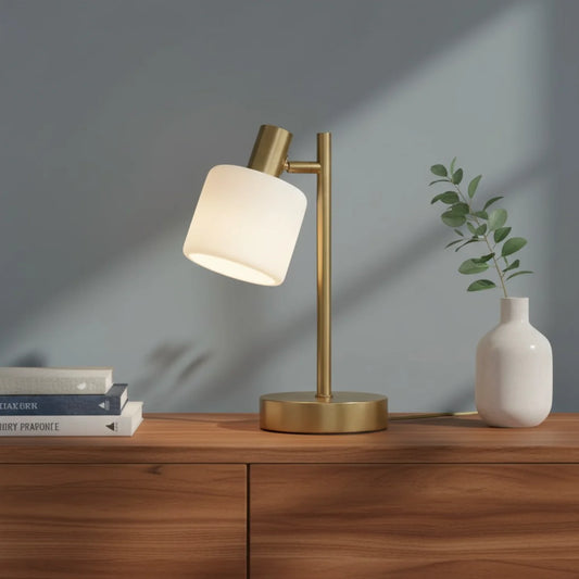 Modern Elegant Ceramic Adjustable Brass Table Light