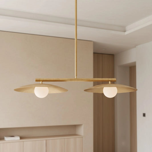 Umar Minimalist Straight Bar Saucer Shaped Metal Chandelier