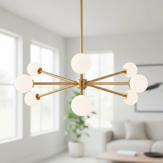 Uzziyah Minimalist Radial Eight Globe Metal Chandelier