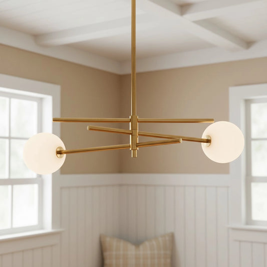 Marietha Minimalist Multi-Bar Globe Opal Glass Chandelier