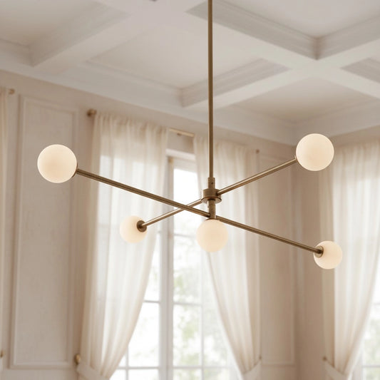 Lara Modern Brass Glass Sputnik Chandelier