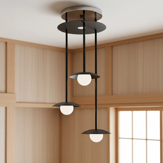 Ibtisam Nordic Stacked Disc Sphere 3-Light Metal Chandelier