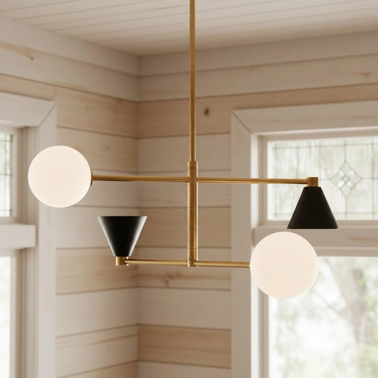 Makaiyla Modern Contrast Sphere Cone Brass Chandelier