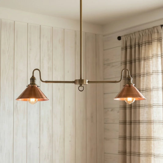 Mila Industrial Curved Dual Cone Metal Chandelier