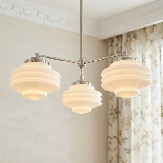 Lars Contemporary Nordic Glass Wave-Layer Chandelier