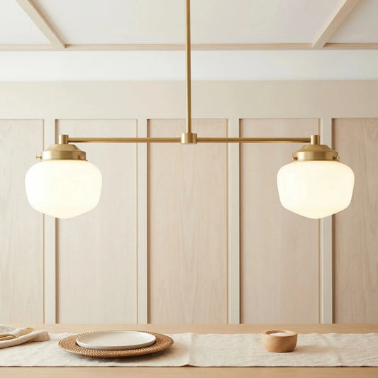 Semiko Modern Horizontal Bar Rounded Shade Metal Chandelier