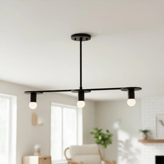 Tyking Modern Minimalist Linear Cylinder Black Metal Chandelier