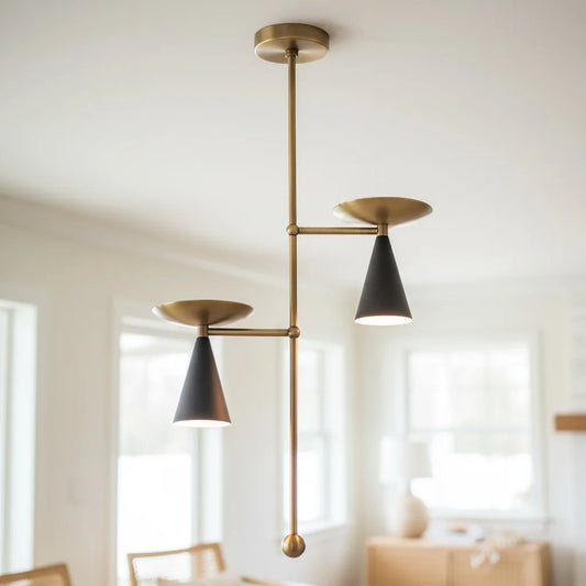 Luna Modern Asymmetrical Cone Brass Chandelier