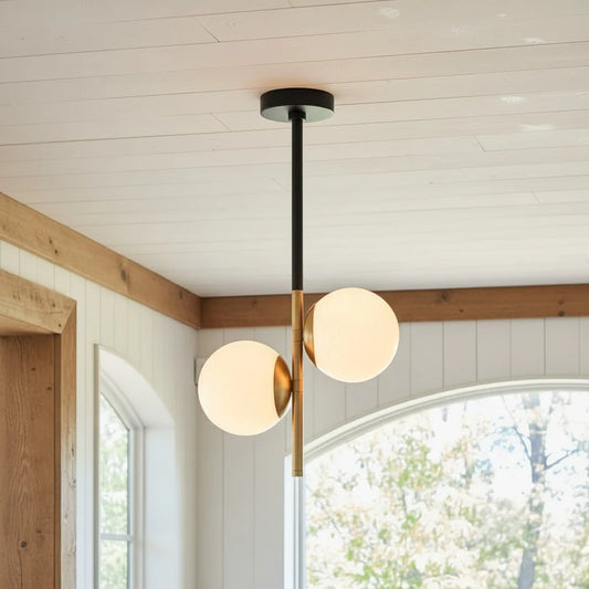 Eartha Modern Orbital Globe Opal Glass Chandelier