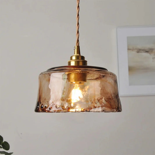 Hesper Vintage Drum Cloud Glass Pendant Light