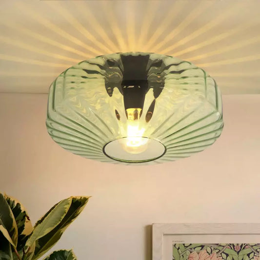 Cocytus Mid-Century Modern Drum Water Ripple Glass Ceiling Light