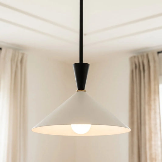 Conrad Minimalist Single Light Metal Cone Chandelier