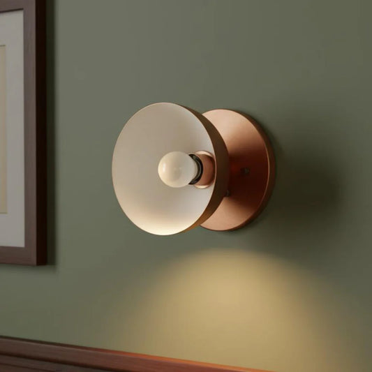 Contemporary 1-Light Round Brass Wall Light