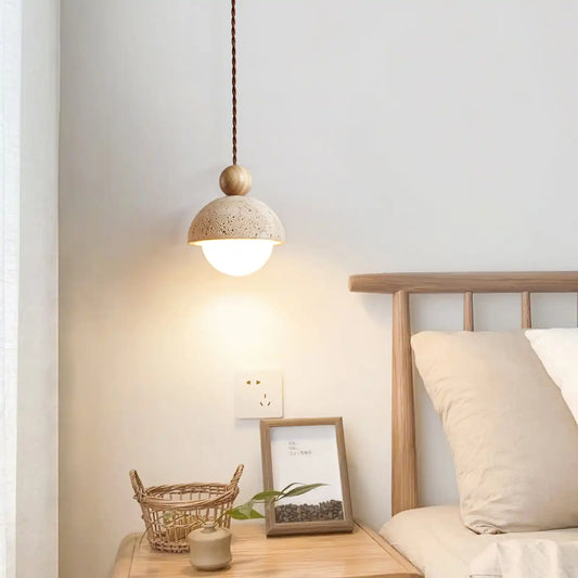 Coraline Retro Wabi-Sabi Travertine Dome Pendant Light