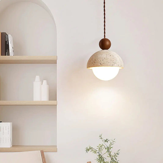Coraline Retro Wabi-Sabi Travertine Dome Pendant Light