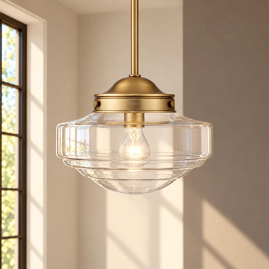 Corin Vintage Schoolhouse Glass Dimmable Pendant Light