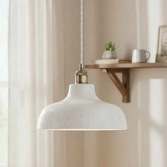 Country Pussywillow White Ceramic Pendant Light