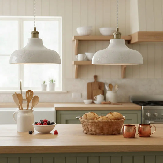 Country Pussywillow White Ceramic Pendant Light