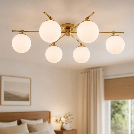 Covey Modern Mid‑Century Milk Glass Globe Pendant Light