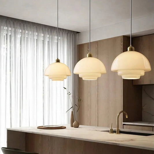Daphne Modern Minimalist Milk Glass Pendant Light