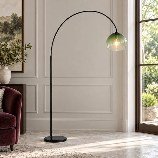 Desmond Modern Arched Green Globe Glass Floor Lamp