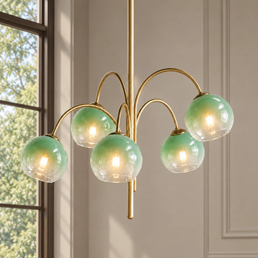 Desmond Modern Green Glass Globe Chandelier