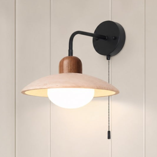 Drexen Modern Curved Arm Bowl Travertine Wall Sconce