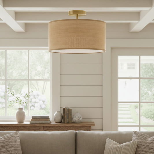 Drum Woven Flush Mount Ceiling Light
