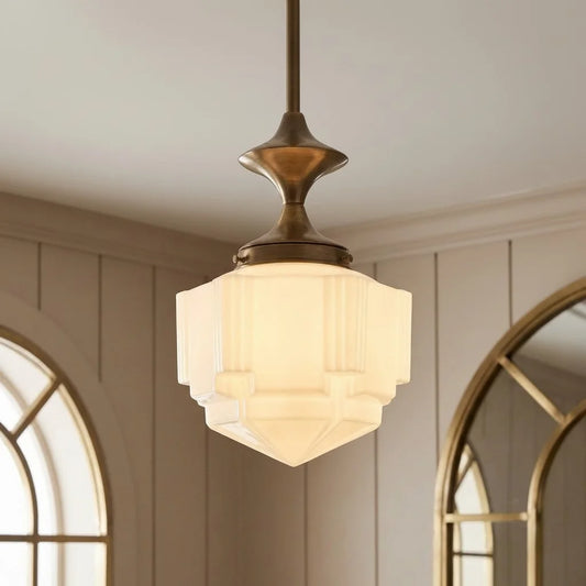 Eamon Vintage Brass Accent Glass Tiered Pendant Light