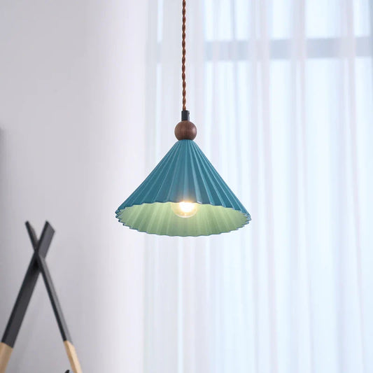 Eirene Minimalist Pleated Ceramic Cone Pendant Light