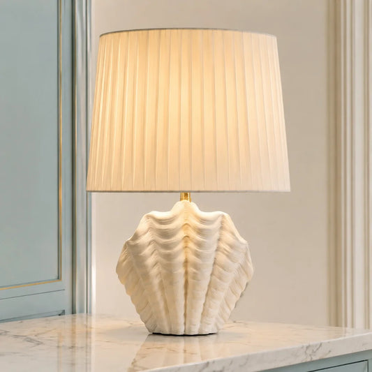 Elara Coastal Scallop Shell Ceramic Table Lamp