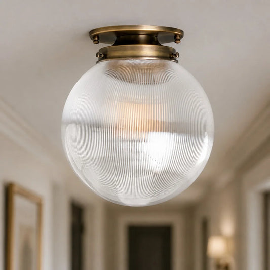 Elarad Modern Ribbed Glass Globe Ceiling Light