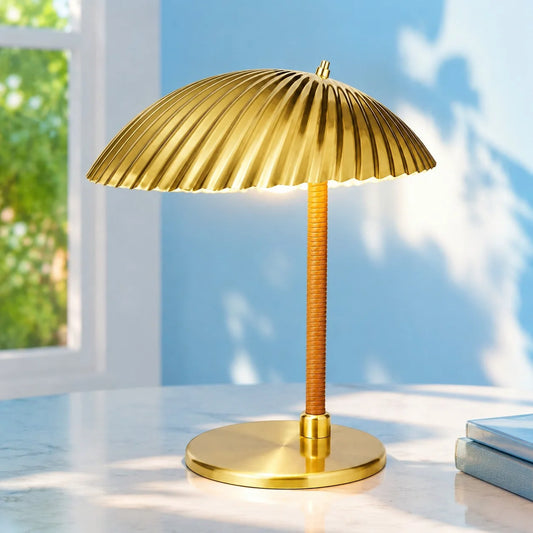 Elaraen Modern Fluted Scallop Shell Metal Table Lamp