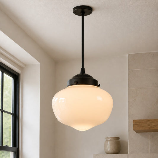 Elodie Modern Schoolhouse Milk Glass Globe Pendant Light