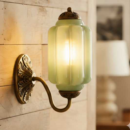 Eloise Vintage Scalloped Cream Milk Glass Oiled Brass Wall Sconce